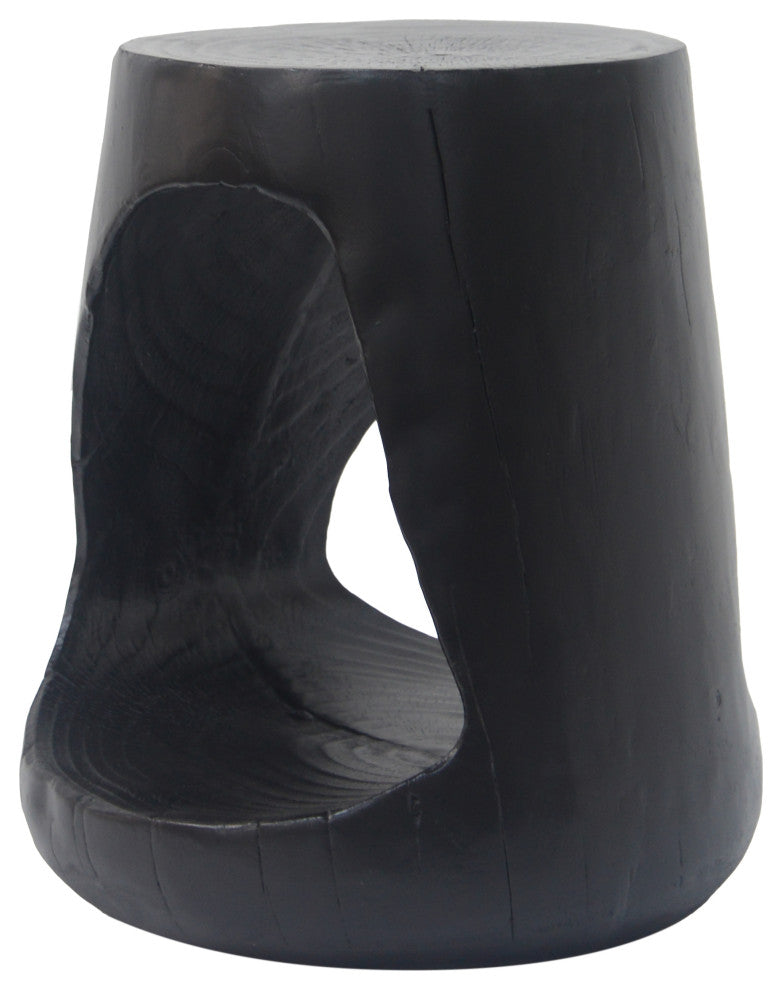 GDF Studio Hollow Center MGO Side Table, Wood-like Texture, Black