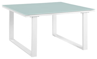 Modway Fortuna Modern Aluminum Patio Side Table in White/Blue