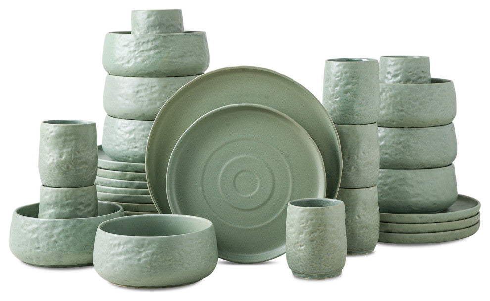 Stone by Mercer Project SHOSAI Stoneware 32 Piece Dinnerware Set, Sage