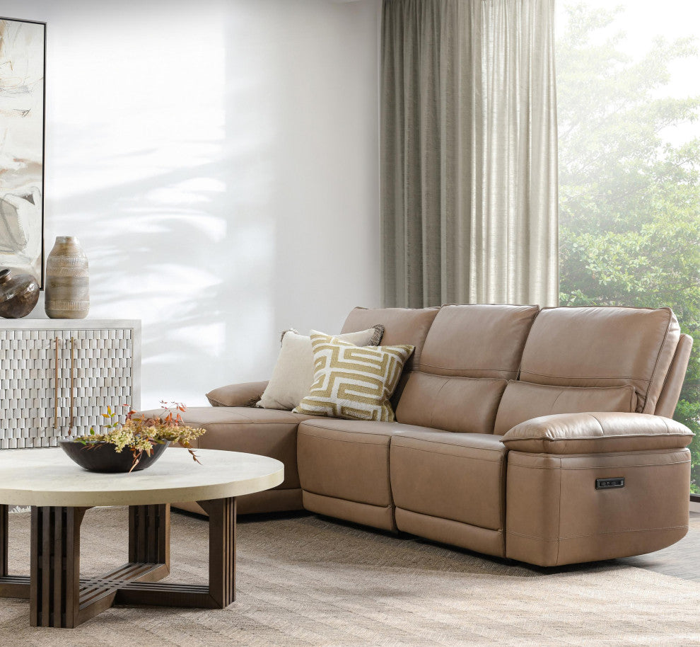 Branford Leather Power Recliner Sectional Sofa by Kosas Home