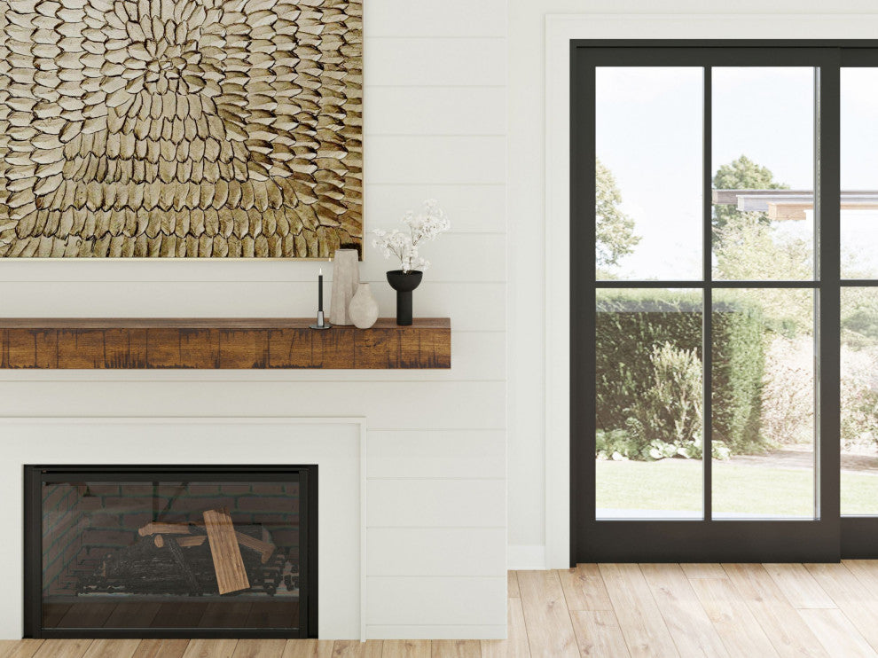 Rustic Fireplace Mantel Shelf, Aged Oak, 48"