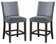 Set of 2 Fabric Counter Height Chair, Grey/Weathered Espresso