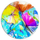 Abstract Spring Flowers Still Life, Floral Disc Metal Wall Art, 38"