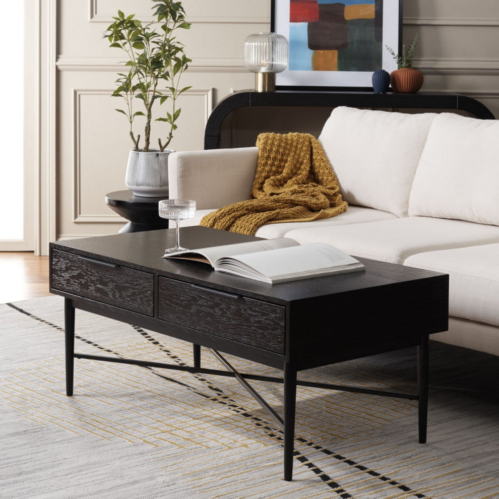 Safavieh Pierre 2 Drawer Coffee Table, Black