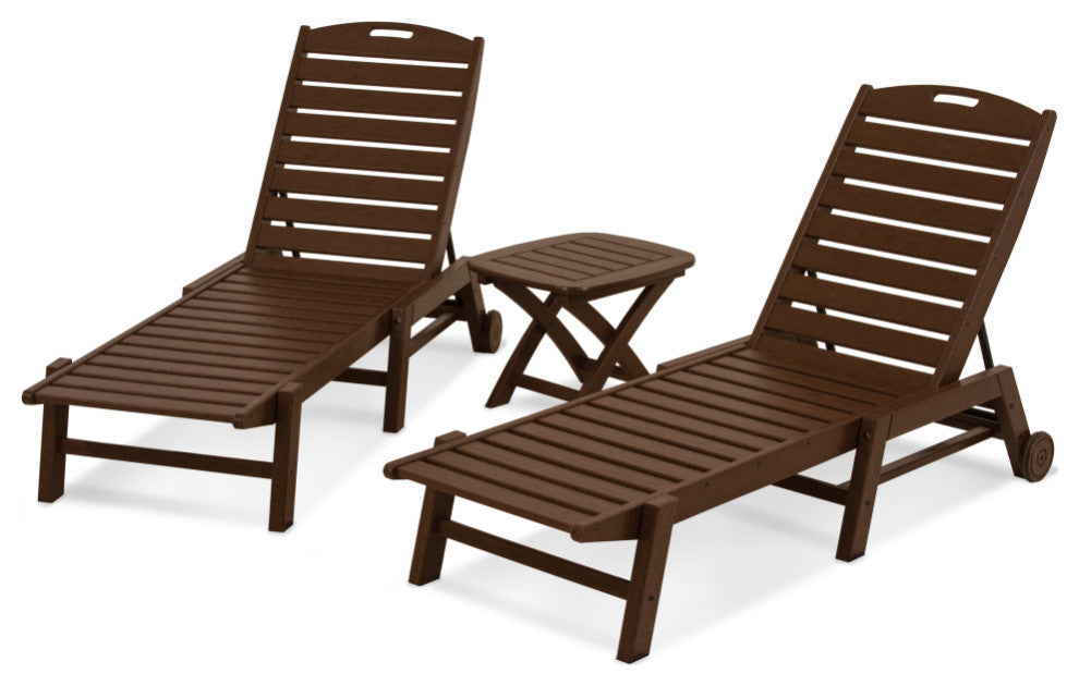 Polywood Nautical 3-Piece Chaise Set, Mahogany