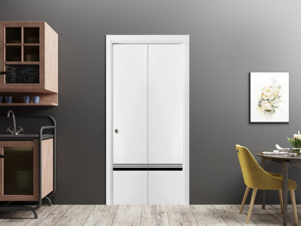 Bi-fold Doors 60 x 96 | Planum 0012 White Silk with  | Sturdy Tracks