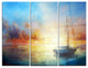 "Seascape Pier" Painting Metal Wall Art, 3 Panels, 36"x28"