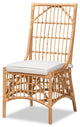 Alby Modern Bohemian Rattan Collection, White/Natural Brown, Dining Chair