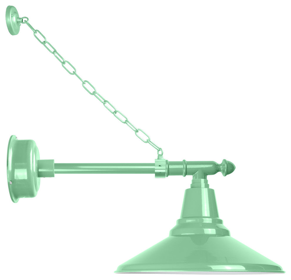 14" Calla LED Barn Sconce With Victorian Arm and Chain, Jade