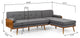 Haddie Fabric Chaise Sectional, Gray and Dark Walnut