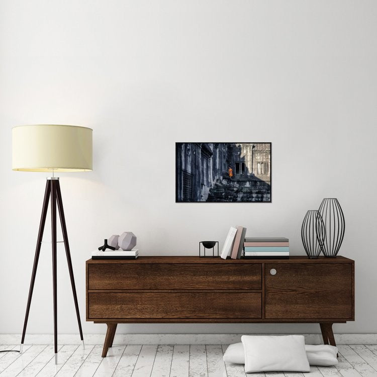 "The Young Monk" Framed Canvas Giclee by Gloria Salgado Gispert, 31x20"