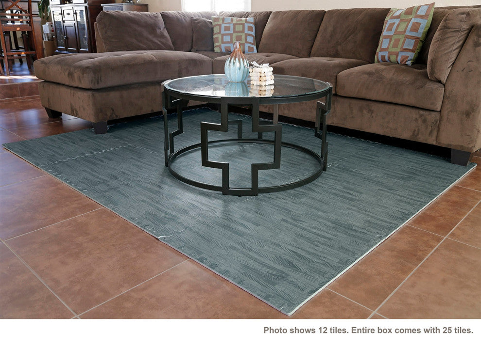 100 Square Foot EVA Sea Haze Grey Wood Grain Foam Interlocking Mat