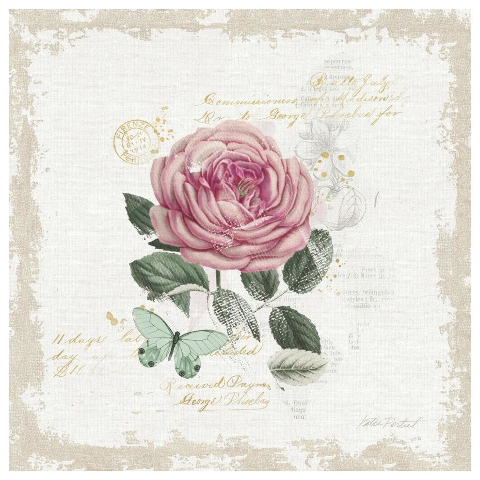 "French Romance IV Distressed" Digital Paper Print by Katie Pertiet, 38"x38"