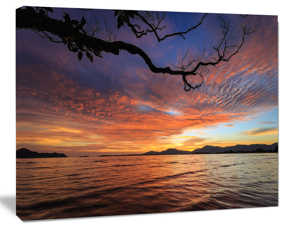 Beautiful Sunset Beach In Phuket, Seashore Canvas Art Print, 60"x28"