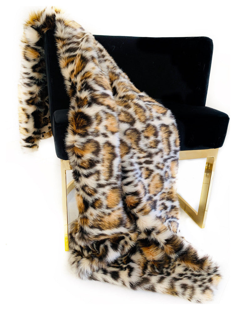 Plutus Brown Tiger Faux Fur Luxury Throw Blanket, 60"x96"