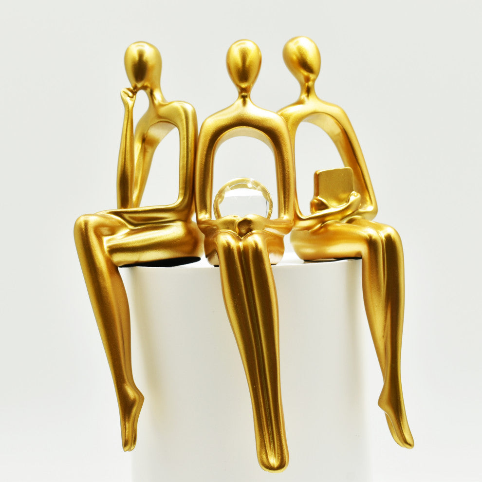 Adam & Friends Home Decor Shelf Sitters, Thinker, Fortune Teller, Reader, Gold