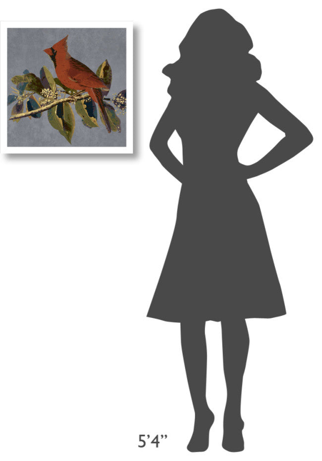 "Audubon Decor - Male Cardinal Grosbeak Detail" Print by BG.Studio, 20"x20"
