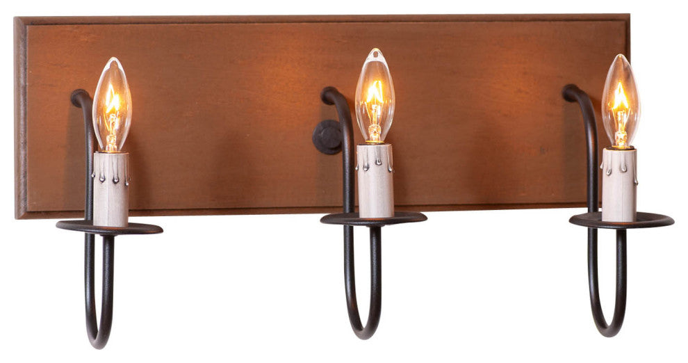 Irvins Country Tinware 3 Light Vanity Light in Rustic Brown