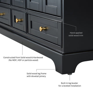 Audrey Vanity Set, Black Onyx, 84", Gold Hardware, White Quartz Top