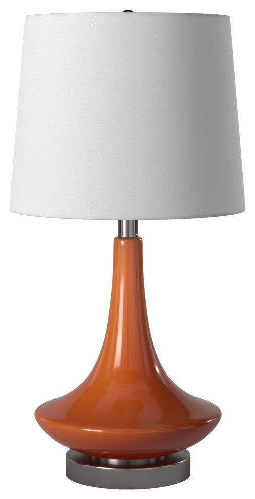 Retro Orange Glass Table Lamp With Steel Base