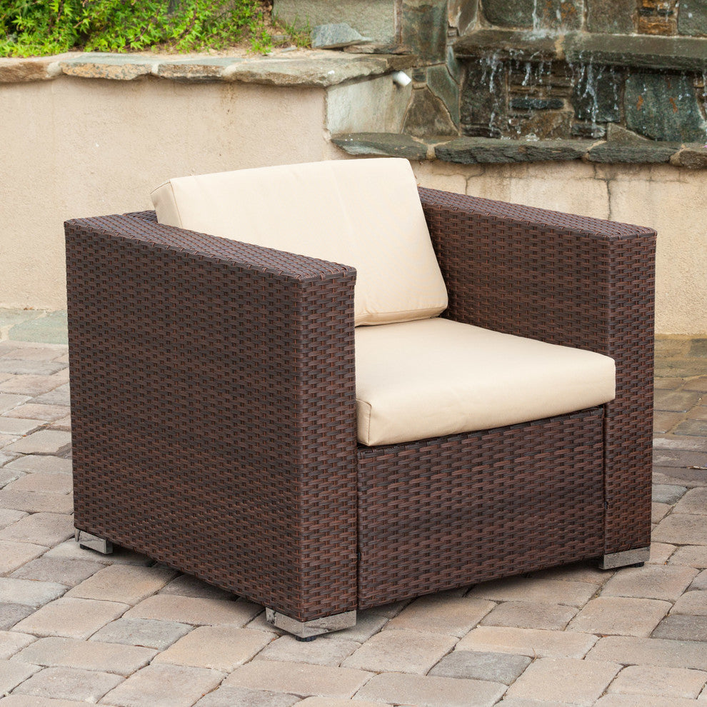 GDF Studio 4-Piece Montague Outdoor Brown Wicker Sofa Set