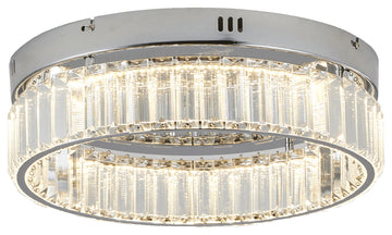 1-Light Chrome Dimmable LED Flush Mount With Clear Crystals