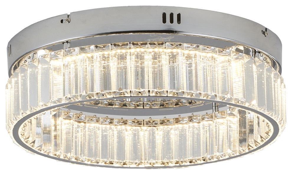1-Light Chrome Dimmable LED Flush Mount With Clear Crystals