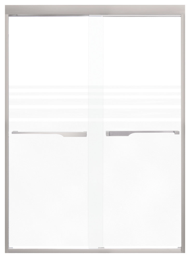 Frederick 47 in. W x 76 in. H Shower Door in Brushed Nickel with Frosted Glass