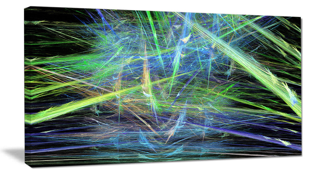 Green Blue Magical Fractal Pattern, Abstract Canvas Wall Art, 32x16