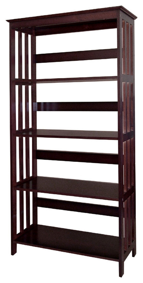Dark Espresso Mission Style Four Shelf Tower Bookcase