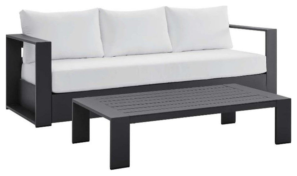 Tahoe Outdoor Patio Powder-Coated Aluminum 2-Piece Set, Gray White
