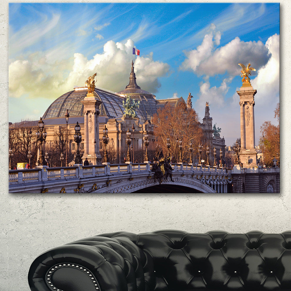 Famous Great Palace in Paris, Modern Cityscape Canvas Art Print, 60"x28"