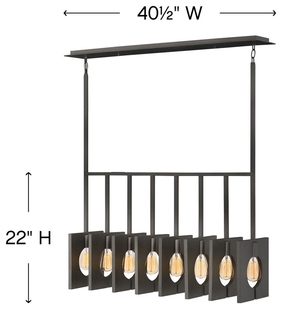 Hinkley Ludlow Small Eight Light Linear, Brushed Graphite