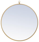 Elegant Decor Rowan 24" Round Metal Frame Hooked Mirror in Brass