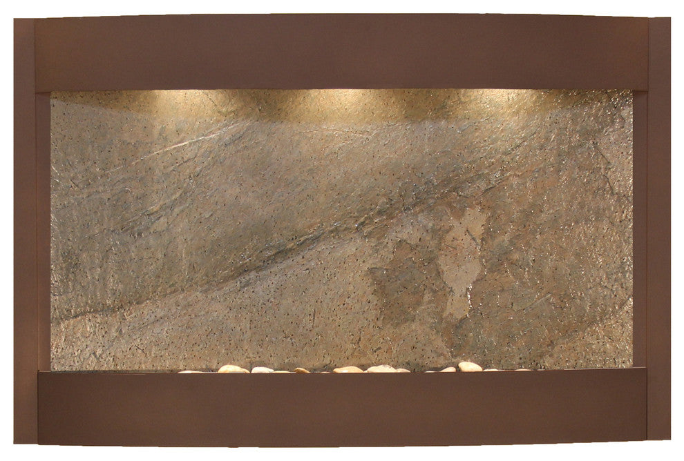 Calming Waters Wall Water Fountain, Green Featherstone, Woodland Brown