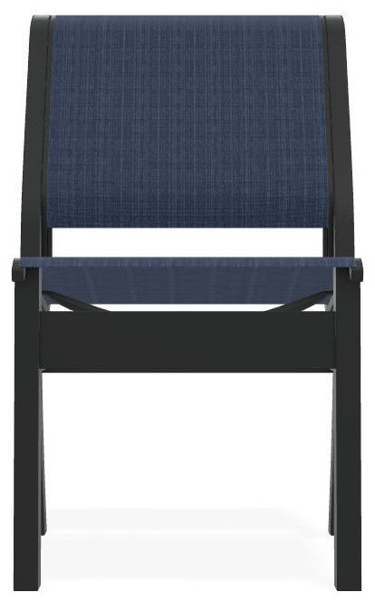 Leeward Sling Stackable Outdoor Dining Chair, Mavi/Graphite