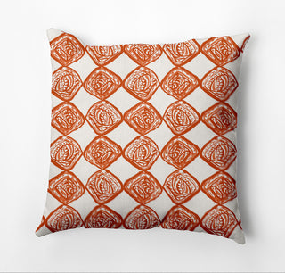 Cowry Check Outdoor Pillow, Dark/Orange, 20"x20"