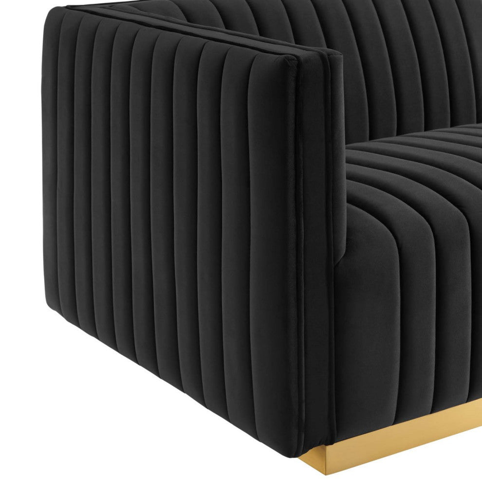 Modular Sectional Sofa Set, Gold Black, Velvet, French Lounge