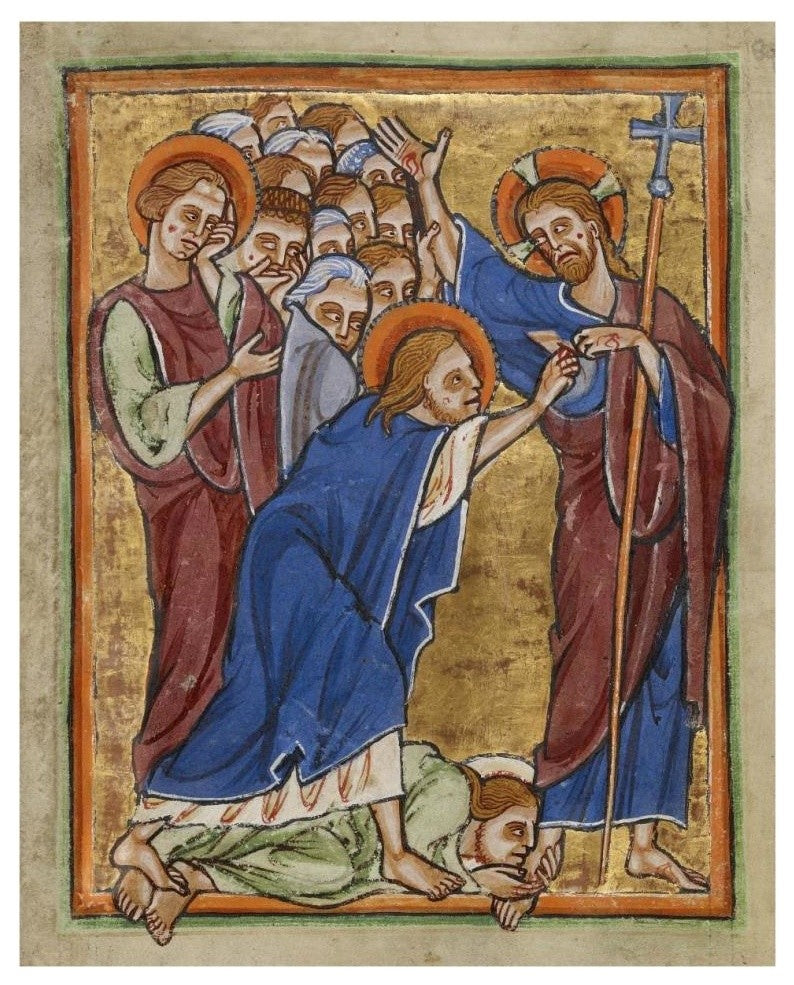 "Doubting Thomas" Print 12th Century English Illuminator, 30"x37"