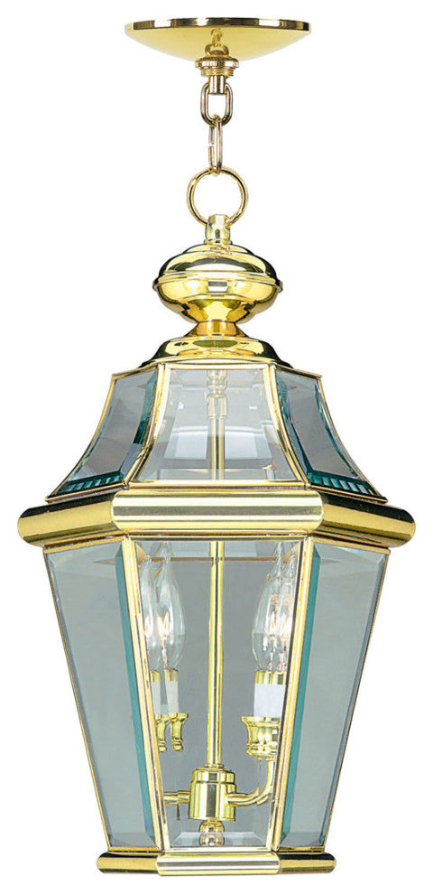LIVEX LIGHTING 2265-02 2 Light PB Outdoor Chain Lantern
