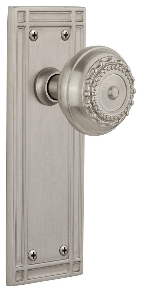 Mission Plate Privacy Meadows Knob, Satin Nickel
