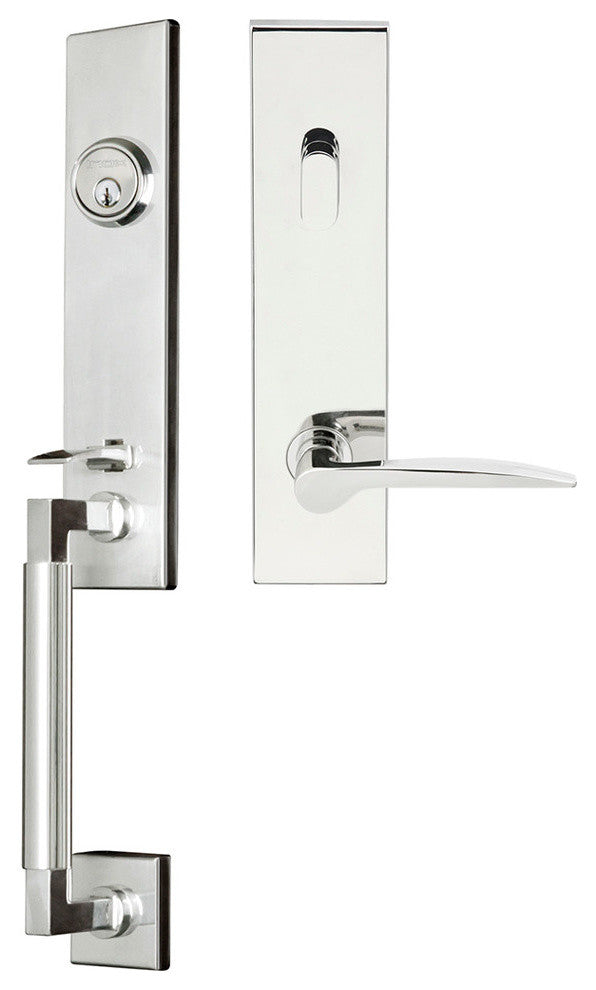 Toronto Lever, Tubular Entry Handleset, LHR, Polished Stainless Steel