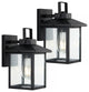 Bungalow 6.75" 1-Light Iron/Seeded Glass RusticOutdoor Lantern, Black, Set of 2