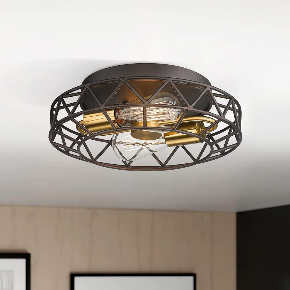 2 light cage ceiling light fixture farmhouse Semi Flush Mount Ceiling Light