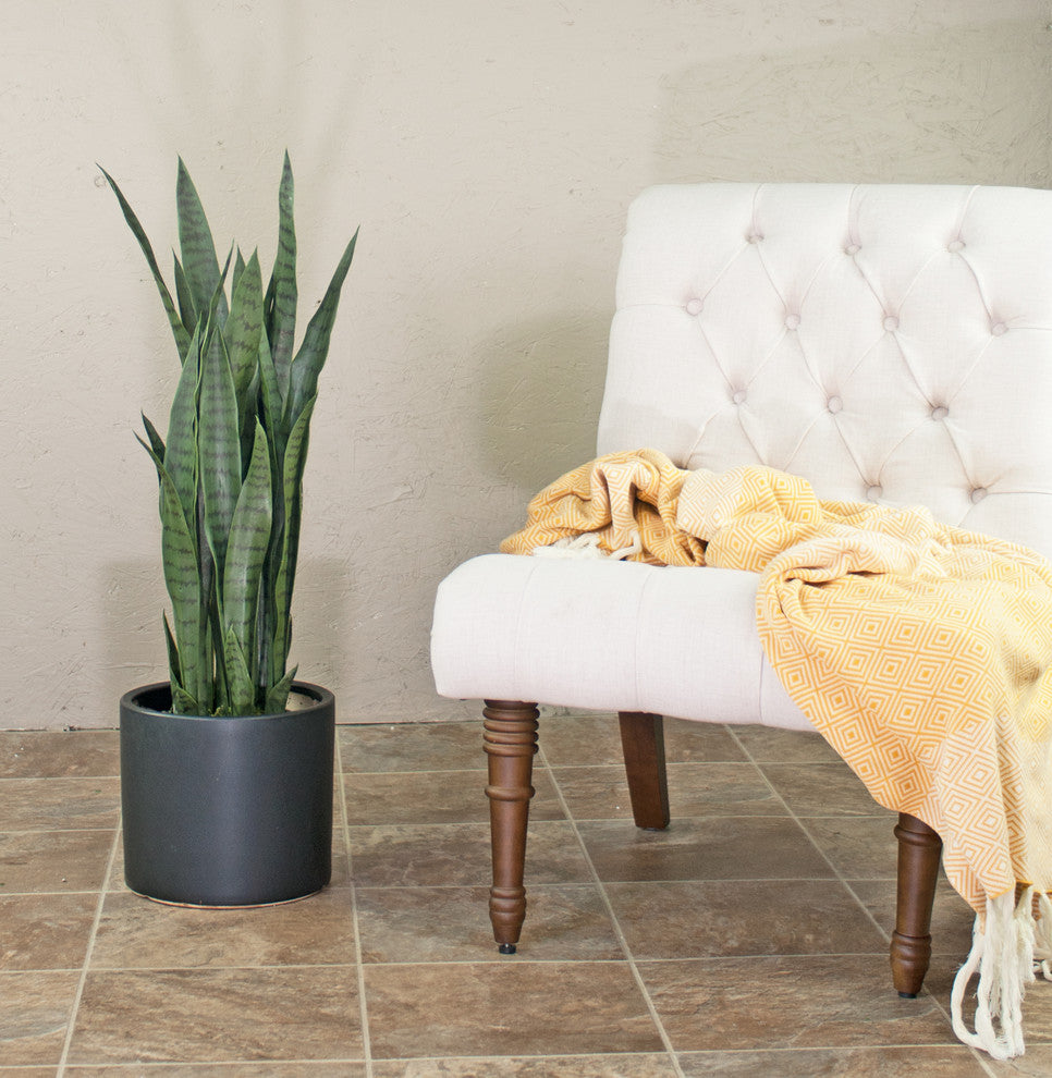 Large Ceramic Planter Cylinder Pot 10'' White