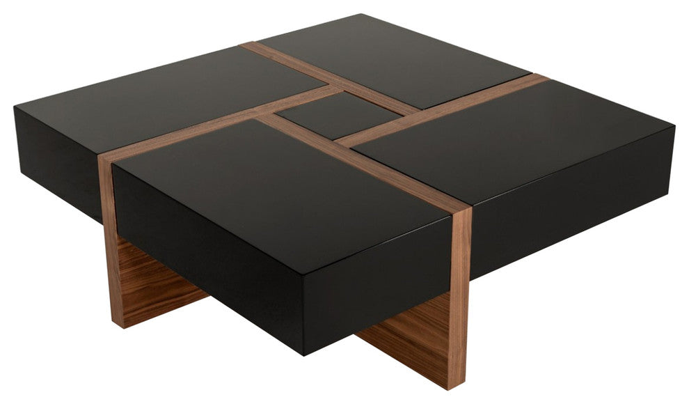 Modrest Makai Modern Black and Walnut Coffee Table