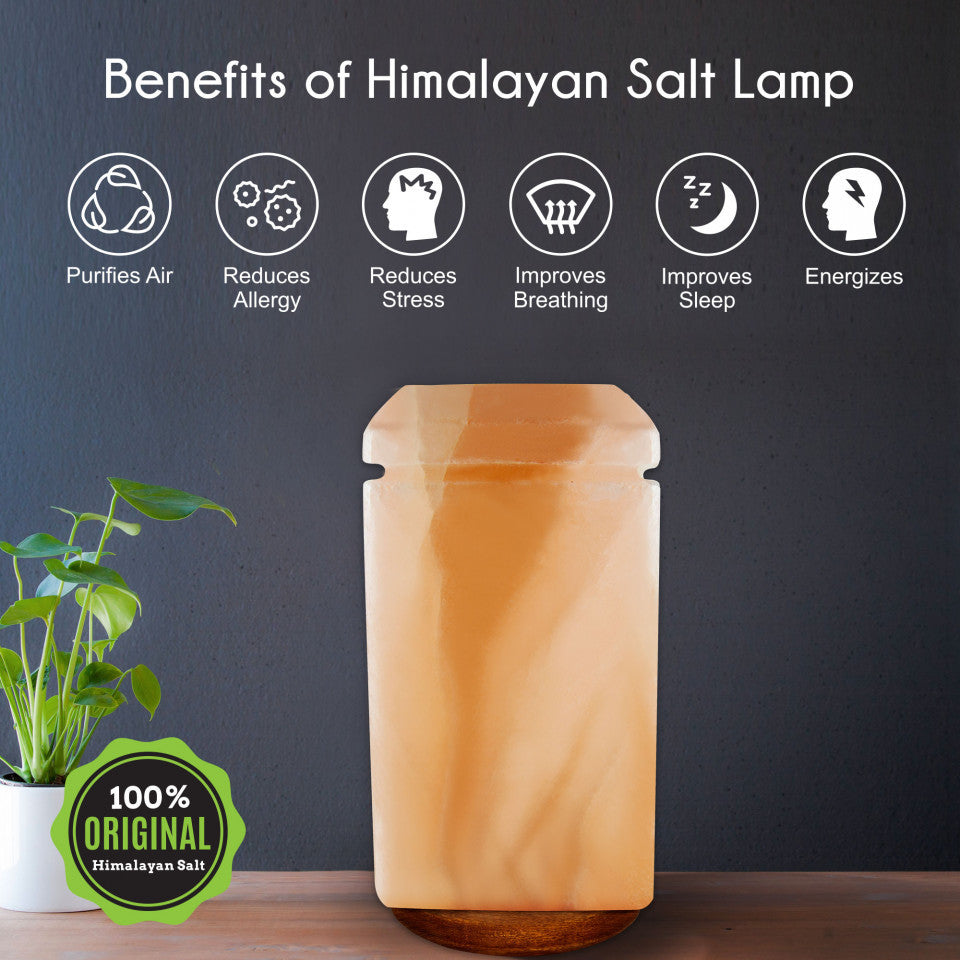 Pure Himalayan Crystal Rock Pink Salt Lamp Decorative Rectangle Shape Table Lamp