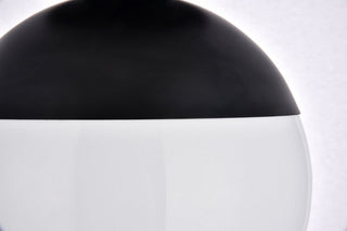 Midcentury Modern Black And Frosted White 1-Light <br>Flush Mount