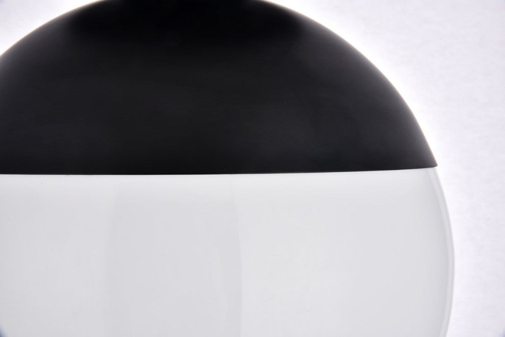 Midcentury Modern Black And Frosted White 1-Light <br>Flush Mount
