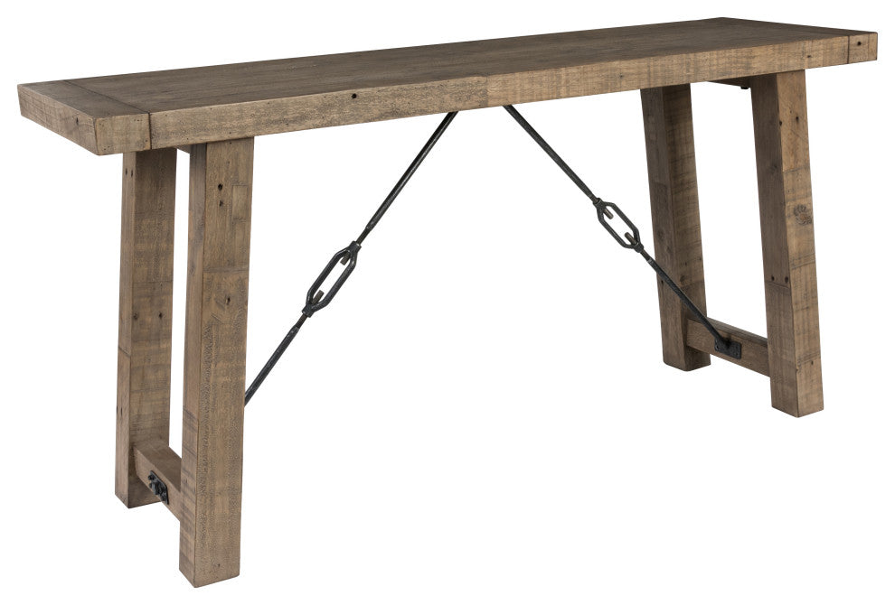 Benzara BM203611 Reclaimed Wood Console Table With Grains, Weathered Gray